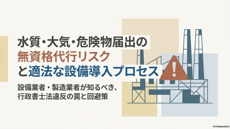 【2026年改正】水質・大気・危険物届出の無資格代行｜行政書士法違反のリスクと対策