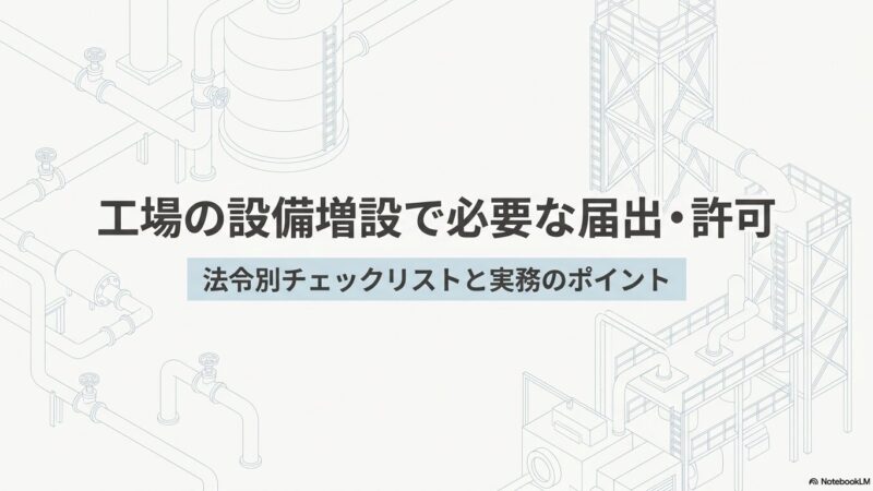 工場の設備増設で必要な届出・許可｜法令別チェックリスト