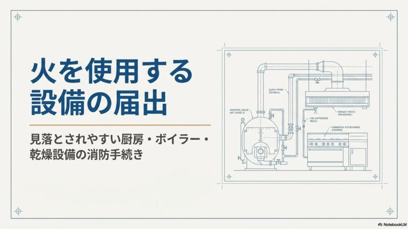 火を使用する設備の届出｜厨房・ボイラー・乾燥設備の消防手続き