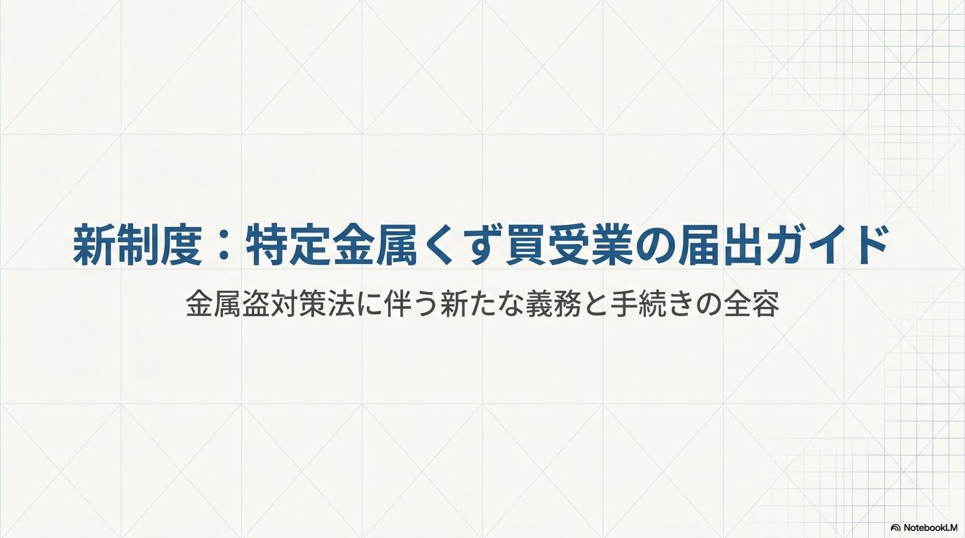 特定金属くず買受業の届出｜金属盗対策法の義務・手続き・罰則ガイド